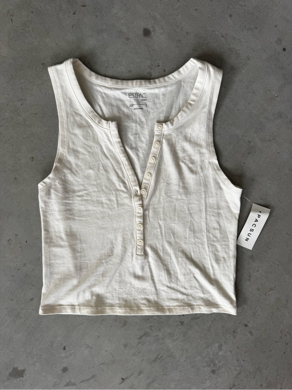 NWT PacSun White sleeveless Henley Tank Top Size Small